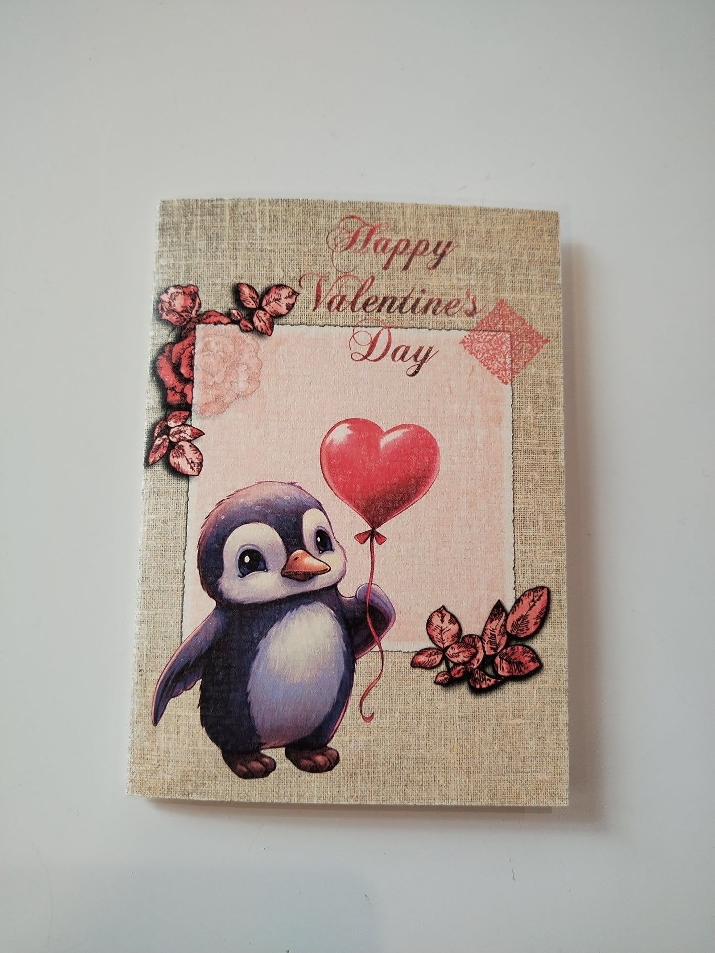 Postal Happy Valentine's Day pingüino