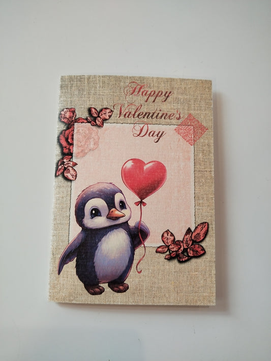 Postal Happy Valentine's Day pingüino