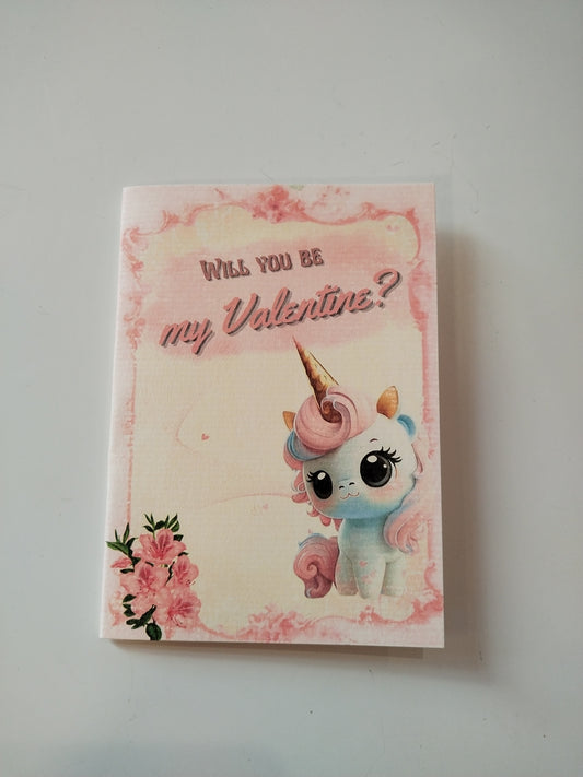 Postal Will You Be My Valentine? Unicornio