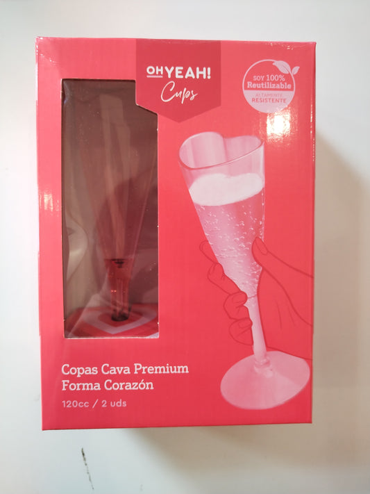 Set 2 copas con forma de corazón